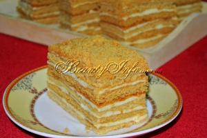 Медовые пирожные с заварным карамельным кремом Медовый торт 